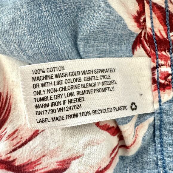 Goodfellow Shirt Men XXL Blue Hawaiian Floral Button Down Northrop Short Sleeve - Picture 13 of 14